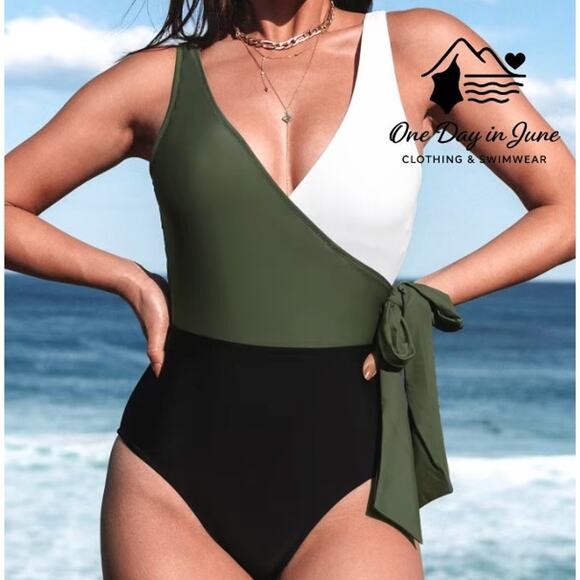 Cupshe Color Block One Piece Swimsuit Size L - Picture 1 of 7